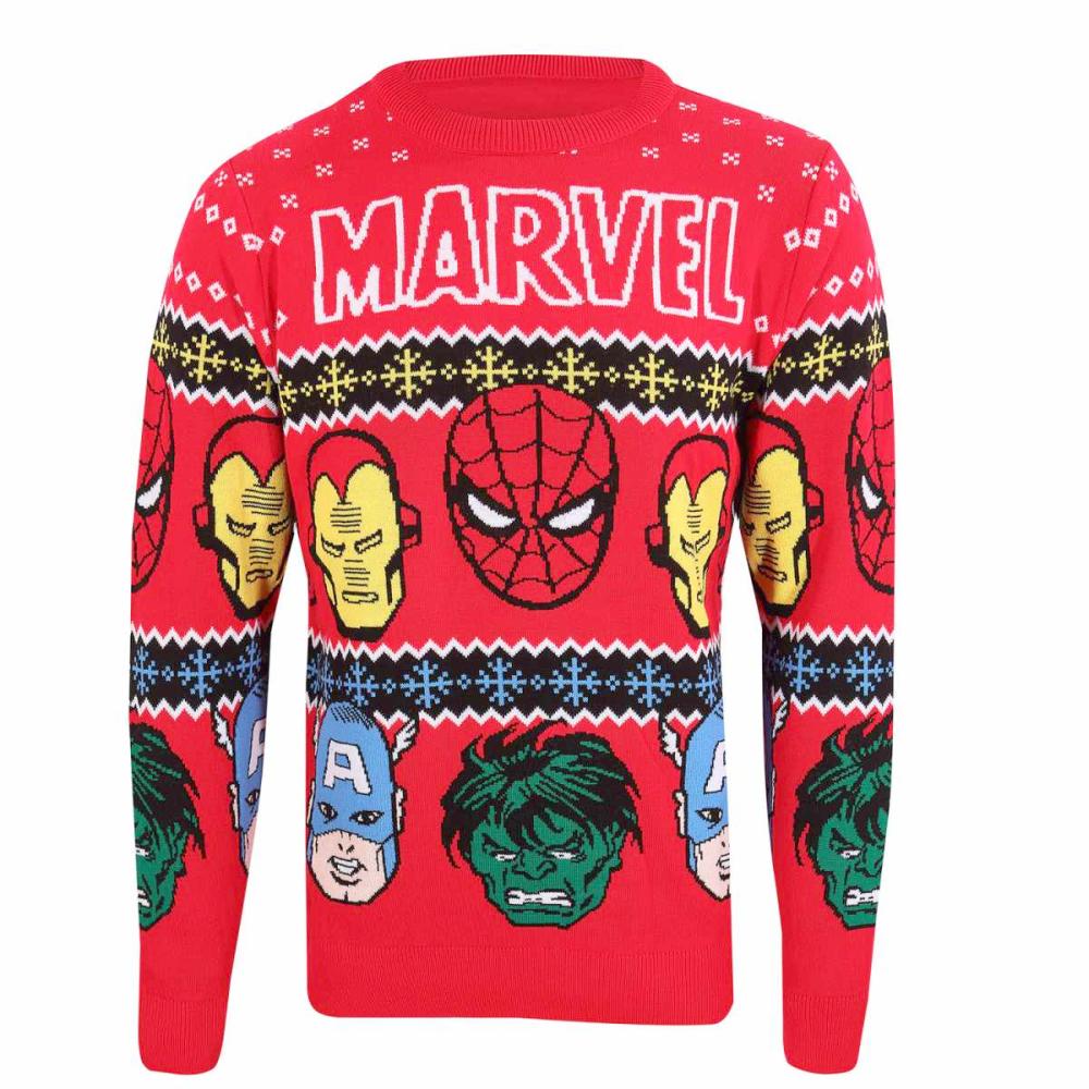 Marvel - Faces Gestrickter Pullover - Rot